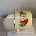 new product enamel stock cooking pot with fruit and flower